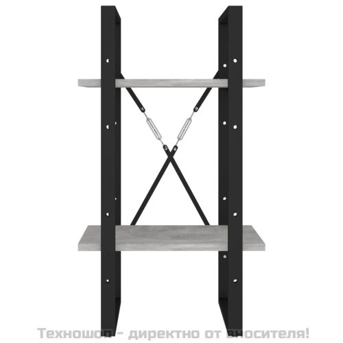 2-етажна библиотека, бетонно сива, 40x30x70 см, инженерно дърво