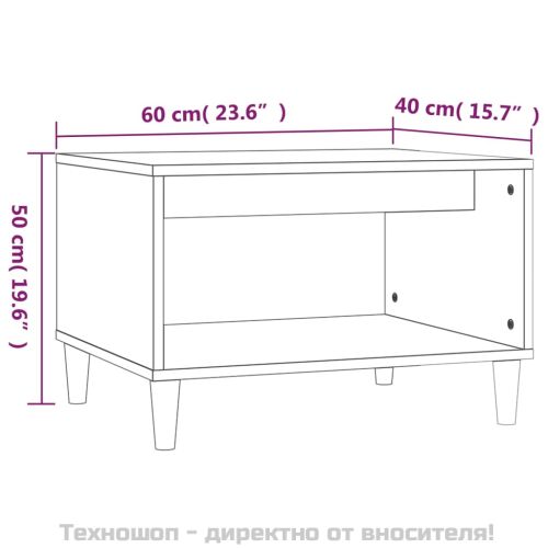 Маса за кафе, черна, 60x50x40 см, инженерно дърво