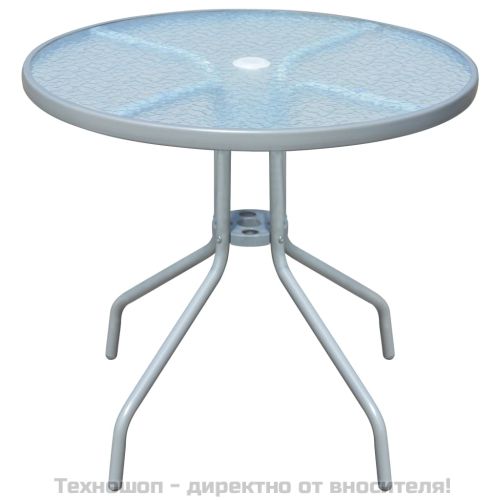 Градински трапезен комплект, 5 части, стомана, черен