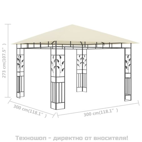 Шатра с мрежа против комари, 3x3x2,73 м, кремава, 180 г/м²