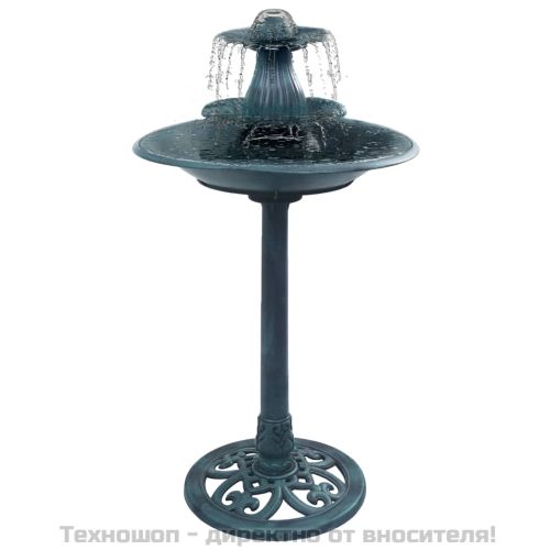 Баня за птици с фонтан, зелена, 50х91 см, пластмаса