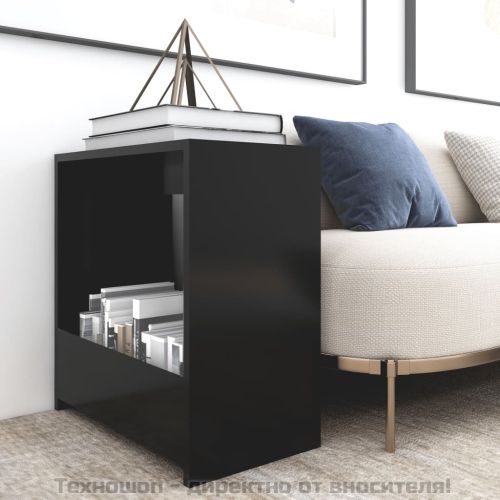 Помощна маса, черна, 50x26x50 см, инженерно дърво