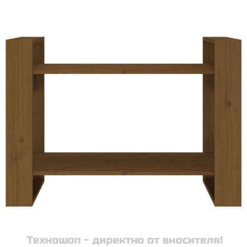 Библиотека/разделител за стая, меденокафява, 80x35x56,5 см, бор