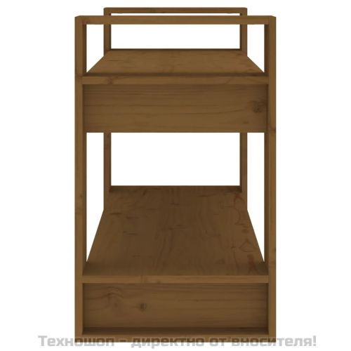 Библиотека/разделител за стая, меденокафява, 80x35x56,5 см, бор