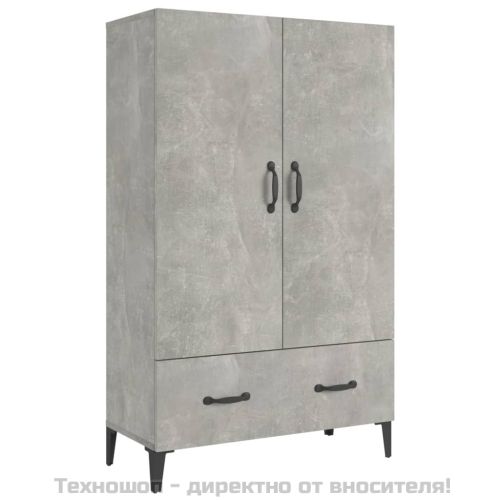 Висок шкаф, бетонно сив, 70x31x115 см, инженерно дърво