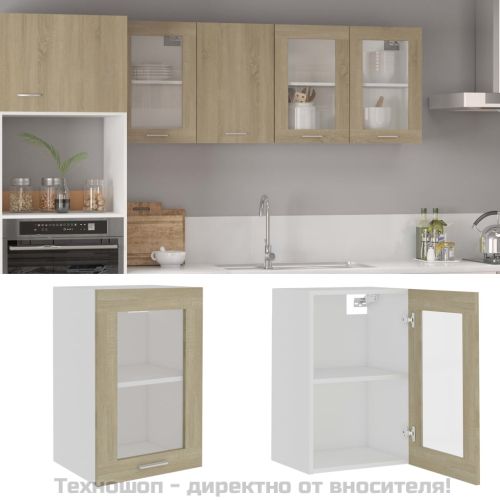 Висящ стъклен шкаф "Lyon", дъб сонома, 40x31x60 см, инженерно дърво