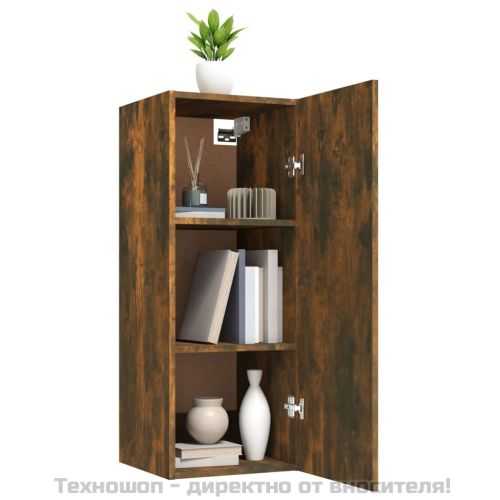 Стенен шкаф, опушен дъб, 34,5x34x90 см, инженерно дърво