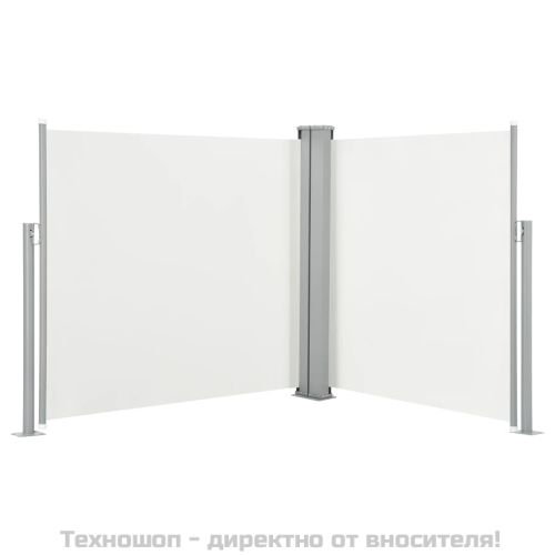 Прибираща се странична тента, кремава, 100x600 см