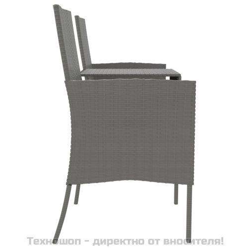 2-местен градински диван с чаена масичка, полиратан, антрацит