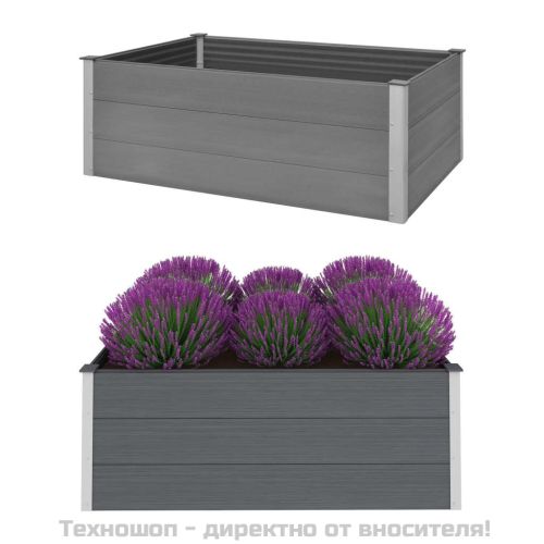 Градинска повдигната леха, WPC, 150x100x54 см, сива