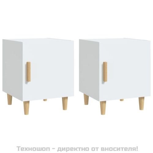 Нощни шкафчета, 2 бр, бели, инженерно дърво