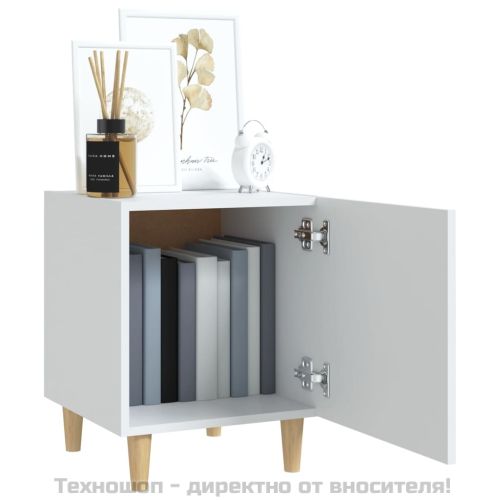 Нощни шкафчета, 2 бр, бели, инженерно дърво