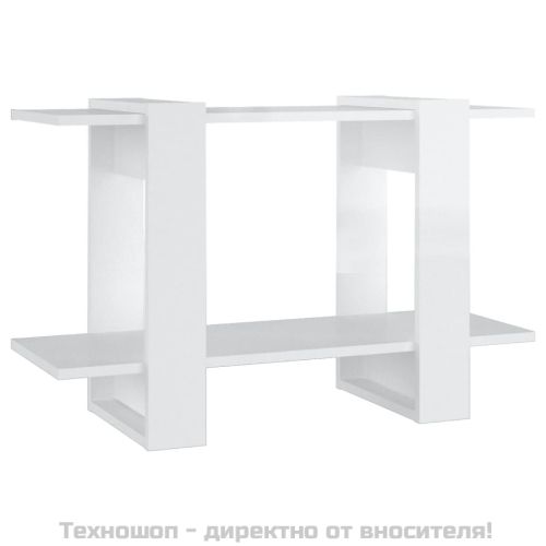Библиотека/разделител за стая, бял гланц, 80x30x51 см