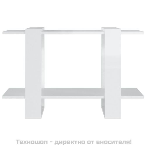 Библиотека/разделител за стая, бял гланц, 80x30x51 см