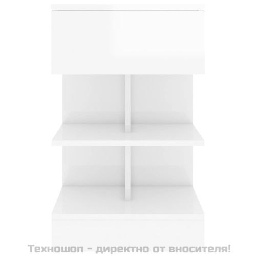 Нощни шкафчета, 2 бр, бял гланц, 40x35x65 см