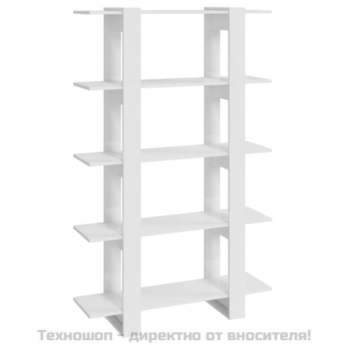 Библиотека/разделител за стая, бял гланц, 100x30x160 см