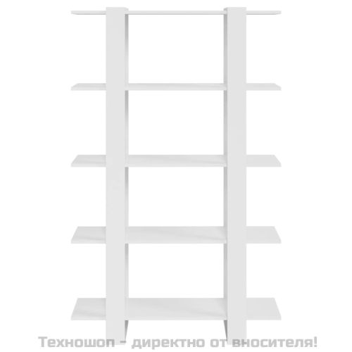 Библиотека/разделител за стая, бял гланц, 100x30x160 см