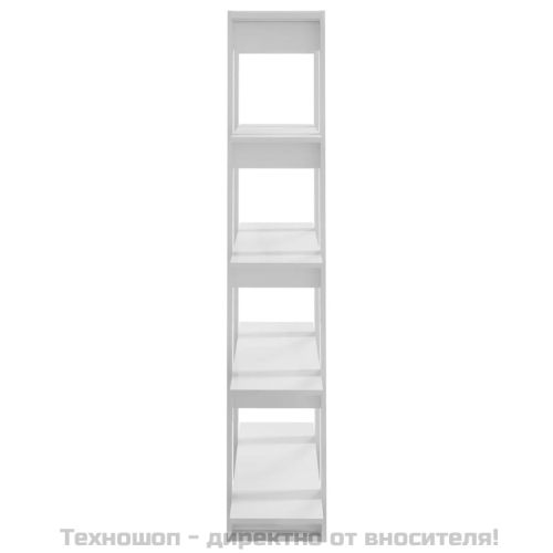 Библиотека/разделител за стая, бял гланц, 100x30x160 см