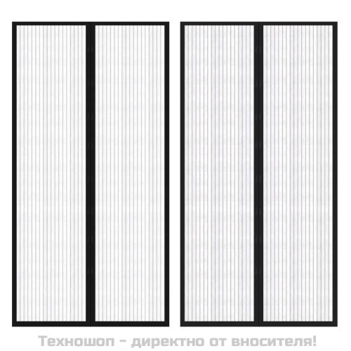 Врата против насекоми с велкро и магнит, 2 бр, черна, 210x100см