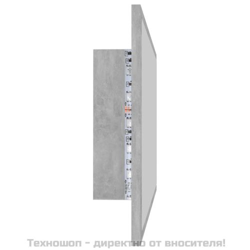 LED огледало за баня, бетонно сиво, 80x8,5x37 см, акрил