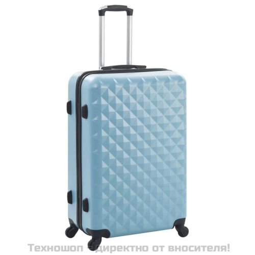 Комплект твърди куфари с колелца, 3 бр, сини, ABS