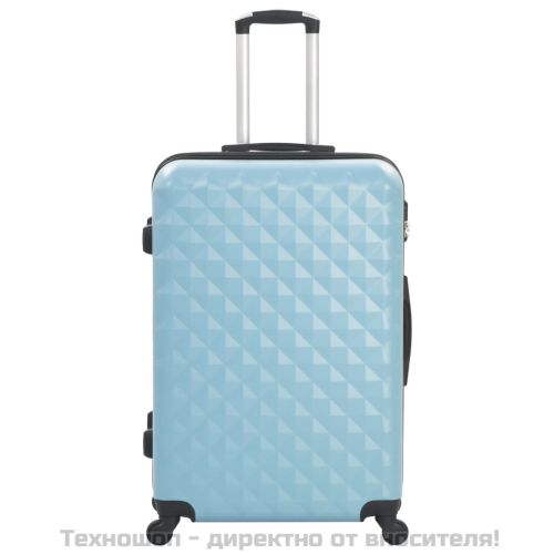 Комплект твърди куфари с колелца, 3 бр, сини, ABS