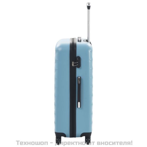 Комплект твърди куфари с колелца, 3 бр, сини, ABS