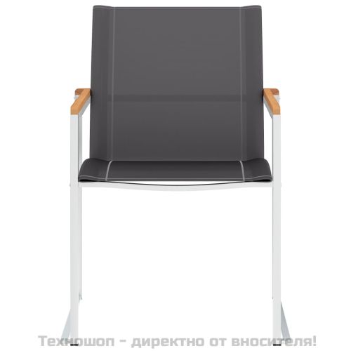 Градински столове, 4 бр, textilene и неръждаема стомана, сиви