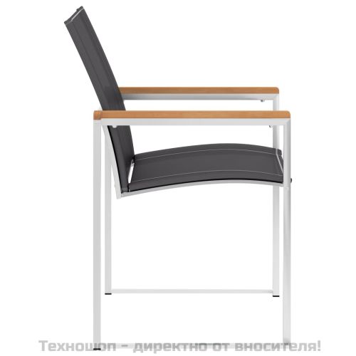 Градински столове, 4 бр, textilene и неръждаема стомана, сиви