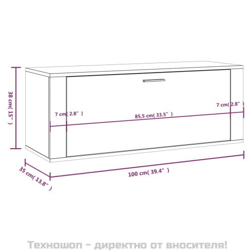 Шкаф за обувки, сив сонома, 100x35x38 см, инженерно дърво