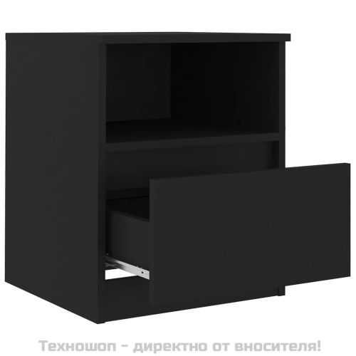 Нощни шкафчета, 2 бр, черни, 40x40x50 см, инженерно дърво