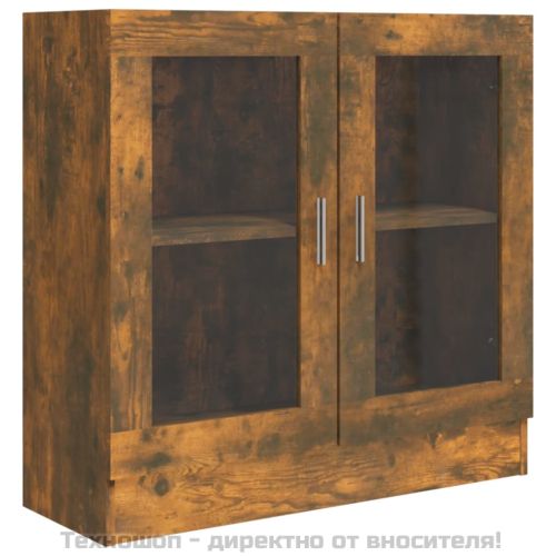 Шкаф витрина, опушен дъб, 82,5x30,5x80 см, инженерно дърво