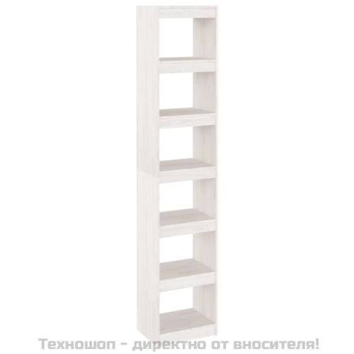 Библиотека/разделител за стая, бяла, 40x30x199 см, бор масив