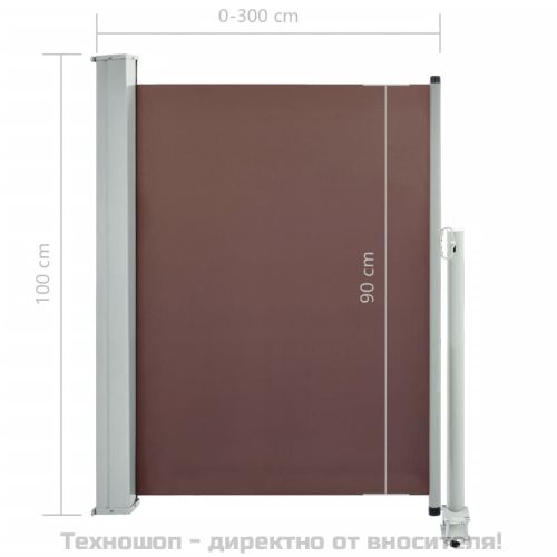 Прибираща се странична тента, 100х300 см, кафява