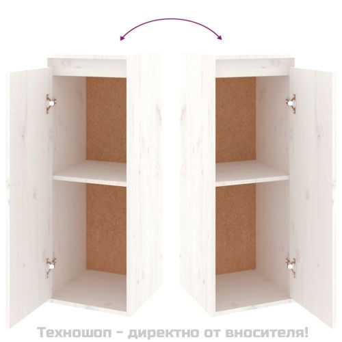 Стенен шкаф, бял, 30x30x80 см, борово дърво масив