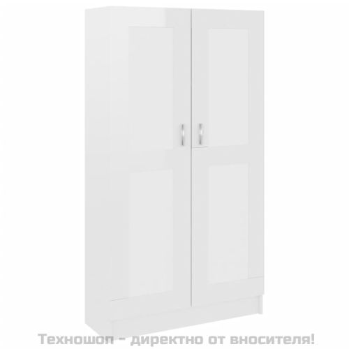 Библиотека, бял гланц, 82,5x30,5x150 см, ПДЧ