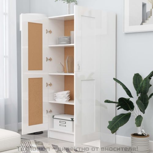 Библиотека, бял гланц, 82,5x30,5x150 см, ПДЧ