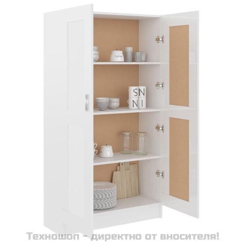 Библиотека, бял гланц, 82,5x30,5x150 см, ПДЧ