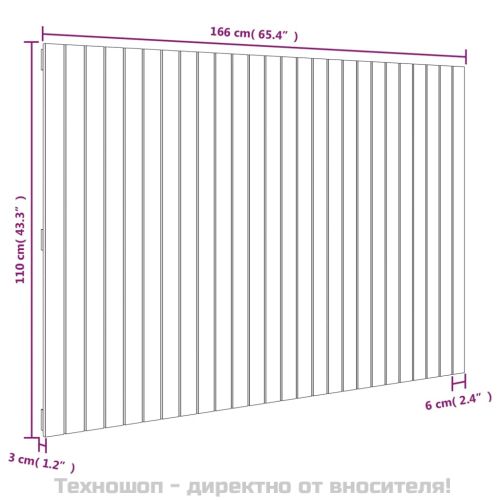 Стенна табла за спалня, меденокафява, 166x3x110 см, бор масив