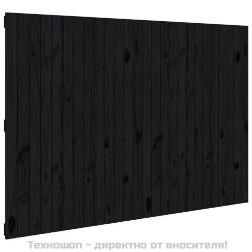 Стенна табла за спалня, черна, 166x3x110 см, борово дърво масив