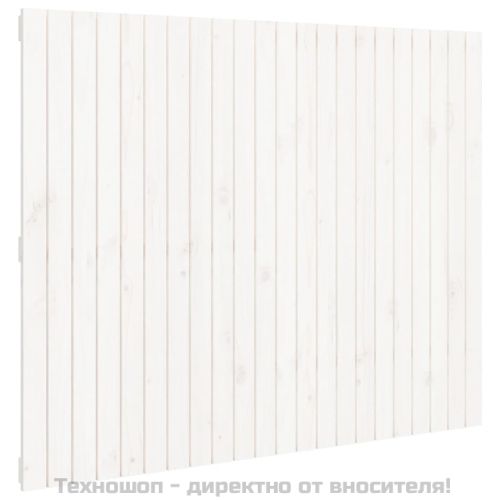 Стенна табла за спалня, бяла, 140x3x110 см, борово дърво масив