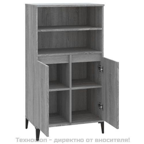 Висок шкаф, Сив сонома, 60x36x110 см, инженерно дърво