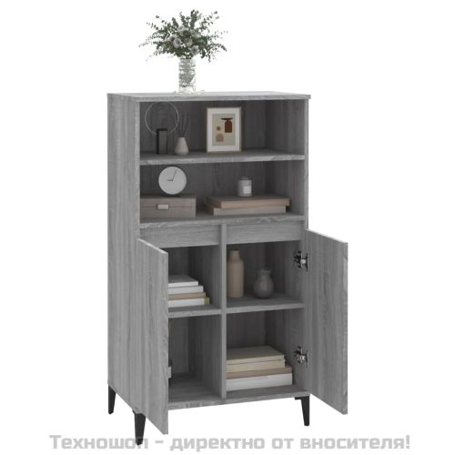 Висок шкаф, Сив сонома, 60x36x110 см, инженерно дърво