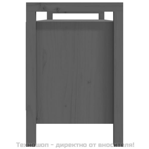 Пейка за антре, сива, 110x40x60 см, борово дърво масив