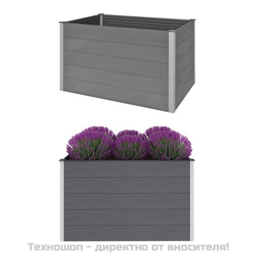 Градинска повдигната леха, WPC, 150x100x91 см, сива