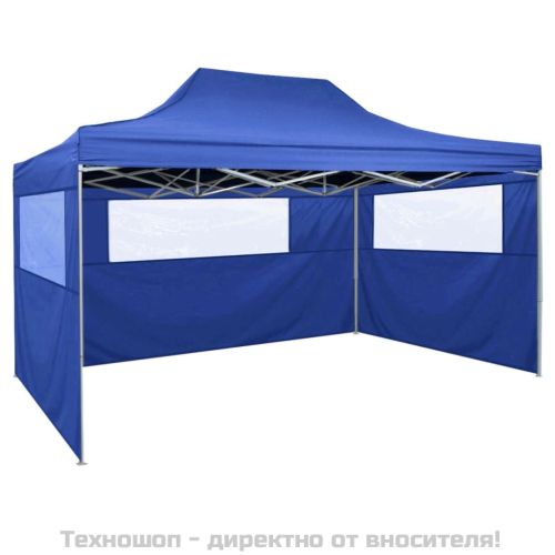 Сгъваема шатра с 3 стени, 3x4,5 м, синя