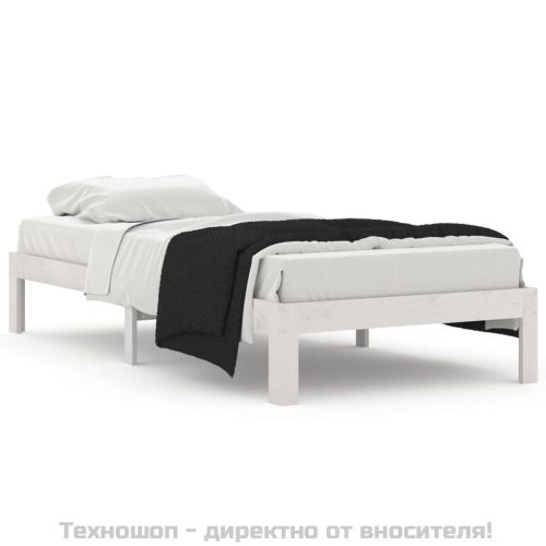 Рамка за легло, бяла, бор масив, 90х200 см