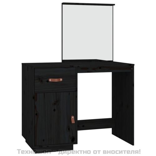 Тоалетка, Черен, 95x50x134 см, борово дърво масив