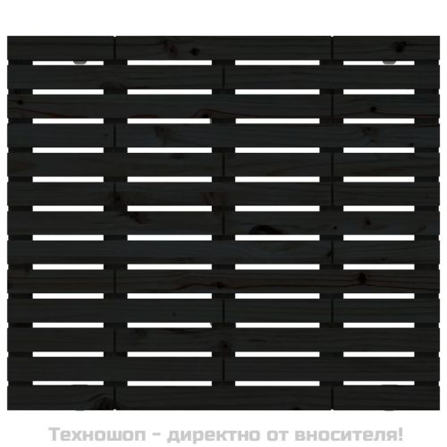 Стенна табла за спалня, черна, 81x3x91,5 см, борово дърво масив