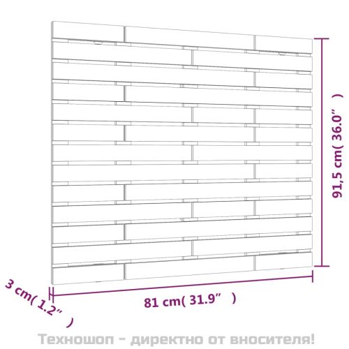 Стенна табла за спалня, черна, 81x3x91,5 см, борово дърво масив